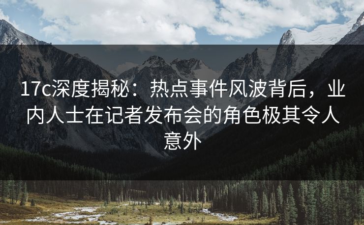 17c深度揭秘：热点事件风波背后，业内人士在记者发布会的角色极其令人意外